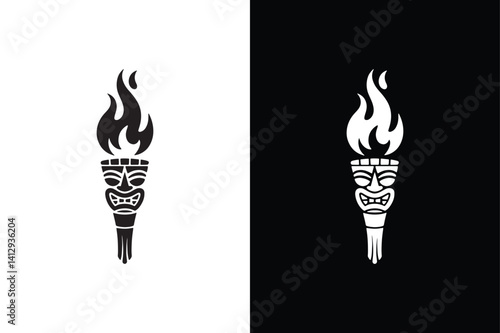 TikiTorch icon vector on White Background ,Vector Art Illustration on white background.