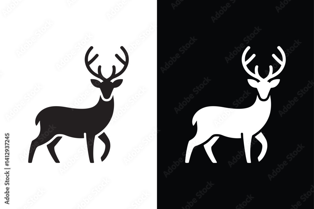 Fototapeta premium Deer icon vector on White Background ,Vector Art Illustration on white background.