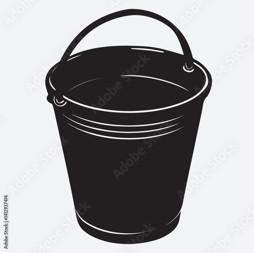 bucket silhouette vector art illustration