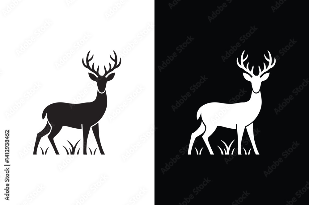 Fototapeta premium Deer icon vector on White Background ,Vector Art Illustration on white background.