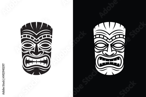 TikiMask icon vector on White Background ,Vector Art Illustration on white background.