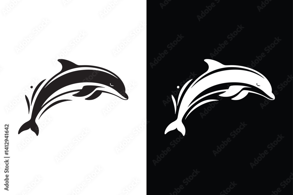 Naklejka premium Dolphin icon vector on White Background ,Vector Art Illustration on white background.