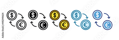 Exchange Rate Icon Set Multiple Style Collection