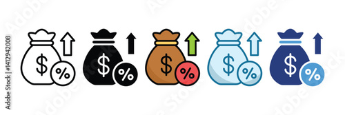 Interest Rate Icon Set Multiple Style Collection