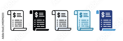 Receipt Icon Set Multiple Style Collection