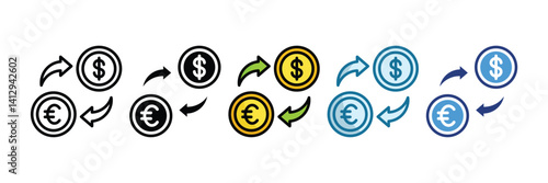 Currency Exchange Icon Set Multiple Style Collection