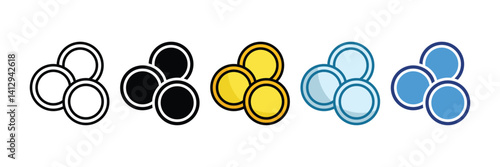 Gold Coin Icon Set Multiple Style Collection