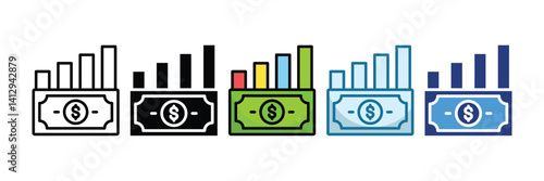 Economic Growth Icon Set Multiple Style Collection