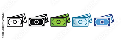 Cash Icon Set Multiple Style Collection
