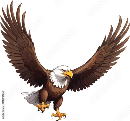 Realistic Eagle Flying Drawing – Ideal for Educational Materials, Decor, and Graphic Projects