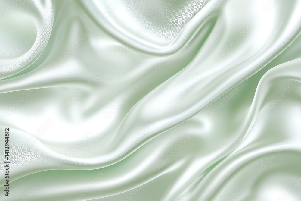 Fototapeta premium Elegant silk fabric in mint green color boasting smooth folds and soft textures for multiple design applications