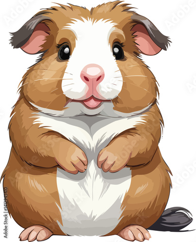 Fluffy Guinea Pig with Brown and White Fur – Perfect for Pet and Animal Lovers