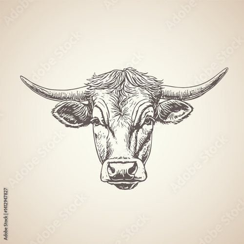 handrawn cow illustration graphic retro