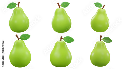 3d green pear fruit model - realistic render png