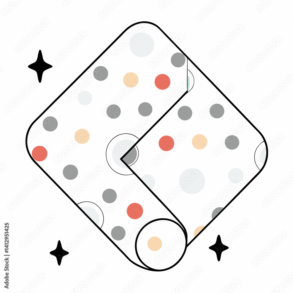 Delightful polka dot fabric elegantly rolled, showcasing soft pastel colors and a playful design. Delightful polka dot fabric elegantly rolled, showcasing soft pastel colors and a playful design.