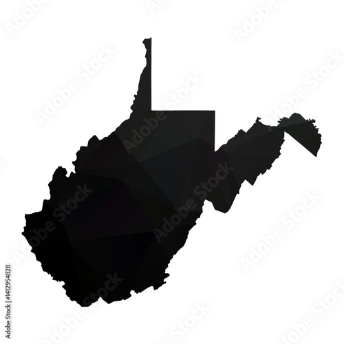 Abstract Polygon - Low Poly Color Black West Virginia map. Vector Illustration eps10.
