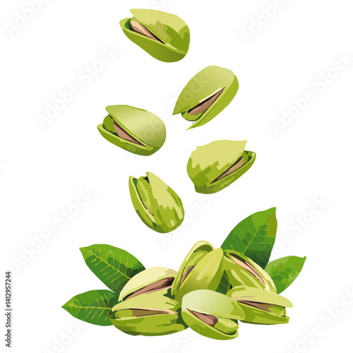 Obraz na płótnie pistachio nuts isolated on transparent background vector design w salonie