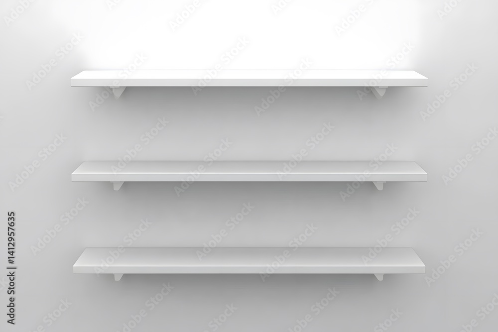 Empty White Shelves on Wall Minimalist Design Empty White Shelves on Wall Minimalist Design