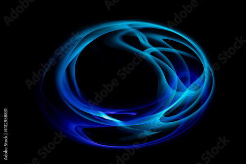 黒を背景にした青色の光の輪
