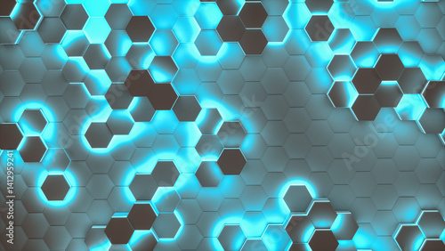 futuristic honeycomb background (3d rendering)
