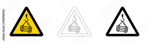 Warning sign for suspended load hazard in vector format