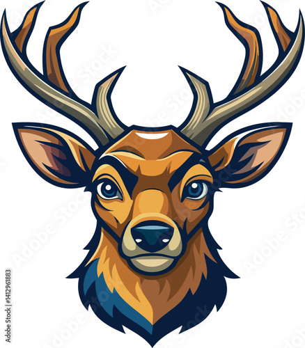 Wildlife Deer Head Icon in Color – Vector Illustration Ideal for Branding and Print Materials