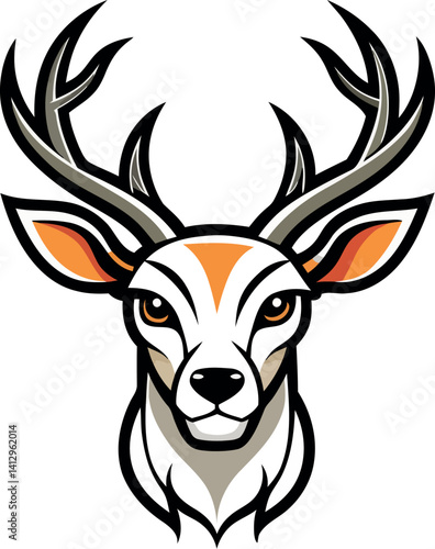 Color Deer Head Symbol – Vector Trophy for Rustic Wall Art, Logo Design, and Wildlife Merch
