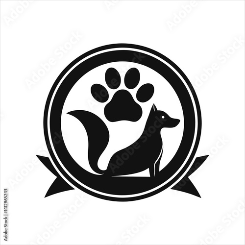 Animal Paw Print and Setter Silhouette Vector Logo Design