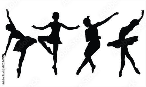 ballet dancers silhouettes set on white background