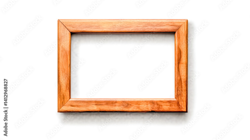 Wooden picture frame with natural finish on white background Wooden picture frame with natural finish on white background