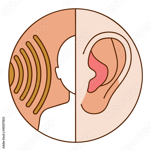 Hearing and deaf awareness symbol with ear and person split