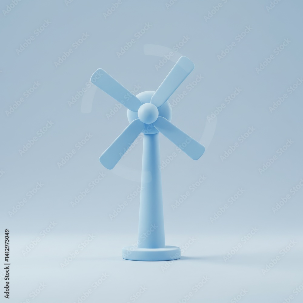 Minimalist monochrome blue windmill model for eco-friendly design concepts