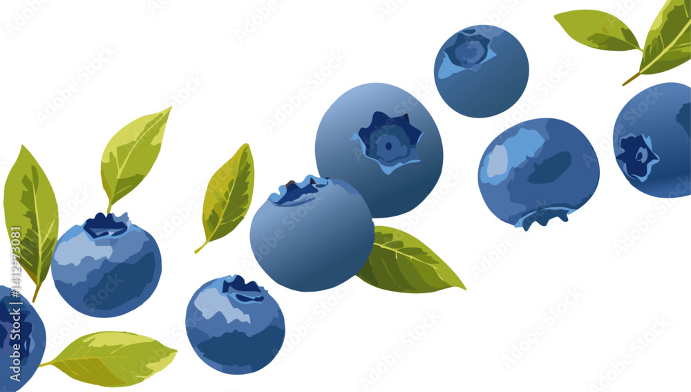 blueberries falling isolated on white background vector design