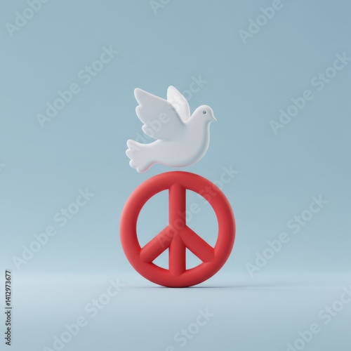Obraz na płótnie Peace and freedom concept with white dove and red peace symbol for design and inspiration w salonie