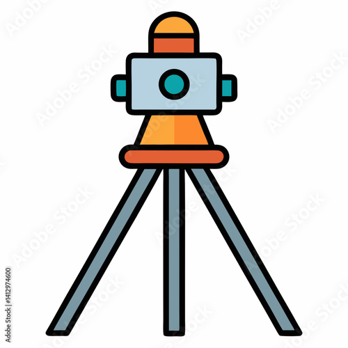 Surveyor instrument on tripod icon for construction and land measurement
