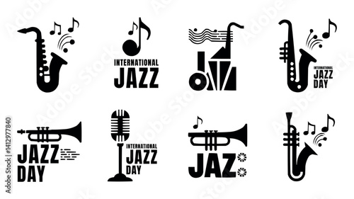 Jazz Music Instruments and icons set vector collection