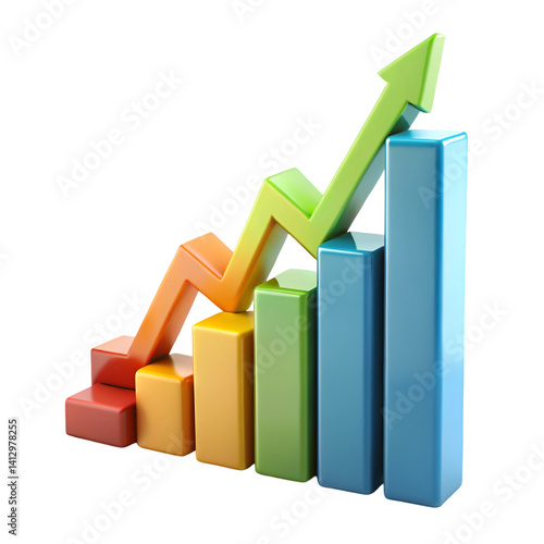 Free Download 3D render business graph and chart icon isolated on transparent background  
 - GFXLoad