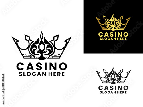 Spade Crown logo design icon. Poker and Casino logo design vector template