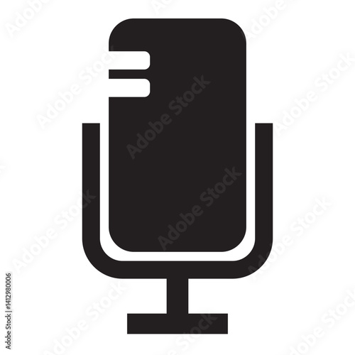 Microphone black icons set. Variant microphone flat or line vector collection isolated on transparent background. Karaoke mic. Podcasting, music, voice, speech, radio sign or symbol for web and mobile