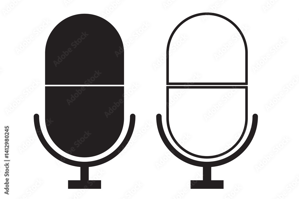 Microphone Icons set. variant microphone icon. Karaoke mic. Podcast microphone. web and mobile icons. vector illustration Microphone Icons set. variant microphone icon. Karaoke mic. Podcast microphone. web and mobile icons. vector illustration
