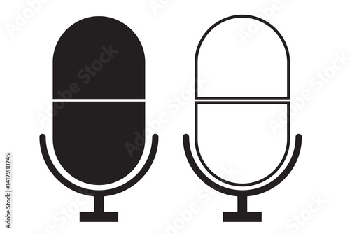 Microphone Icons set. variant microphone icon. Karaoke mic. Podcast microphone. web and mobile icons. vector illustration