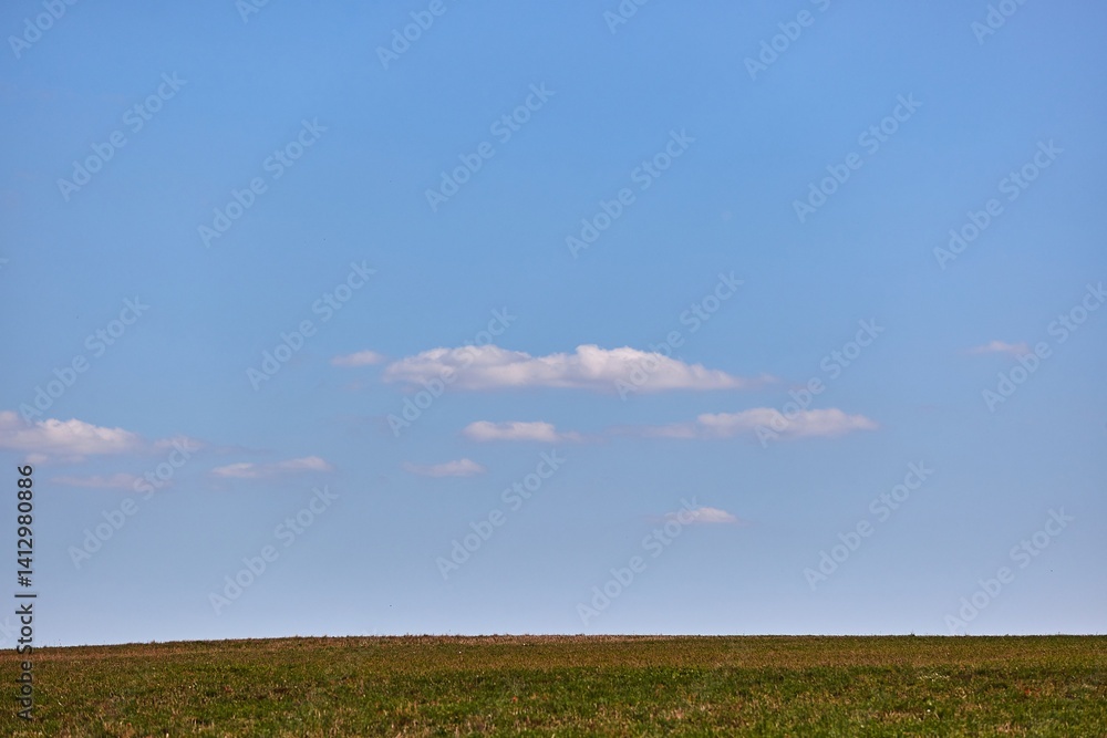 Blue sky over summer field in the countryside