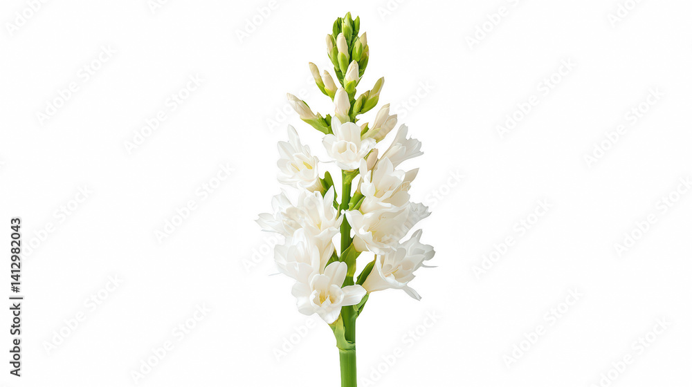 Naklejka premium a tall stem of white flowers in a vase on a transparent background, PNG image, PNG file, Generative art.