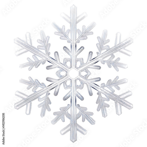 Glitter Snowflake isolated on transparent background png file.