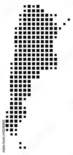 Abstract map of Argentina showing the country with a pattern of black squares