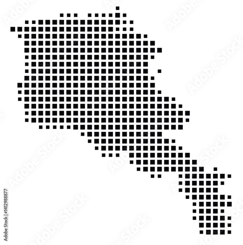 Abstract map of Armenia showing the country with a pattern of black squares