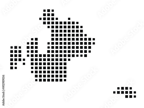 Abstract map of Aland showing the country with a pattern of black squares