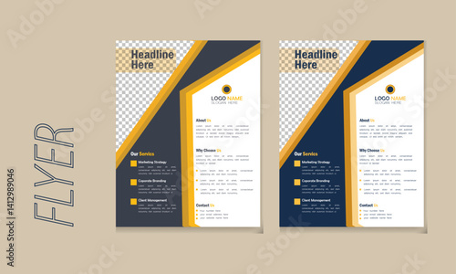 a bundle of 2 templates of different colors a4 flyer template, creative modern gerometric business flyer design
