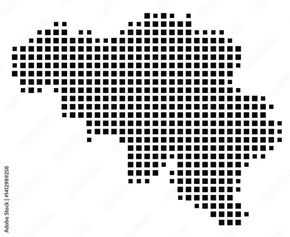 Fototapeta premium Abstract map of Belgium showing the country with a pattern of black squares