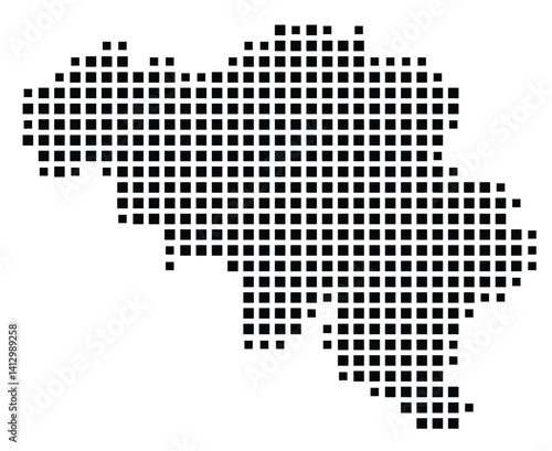 Abstract map of Belgium showing the country with a pattern of black squares